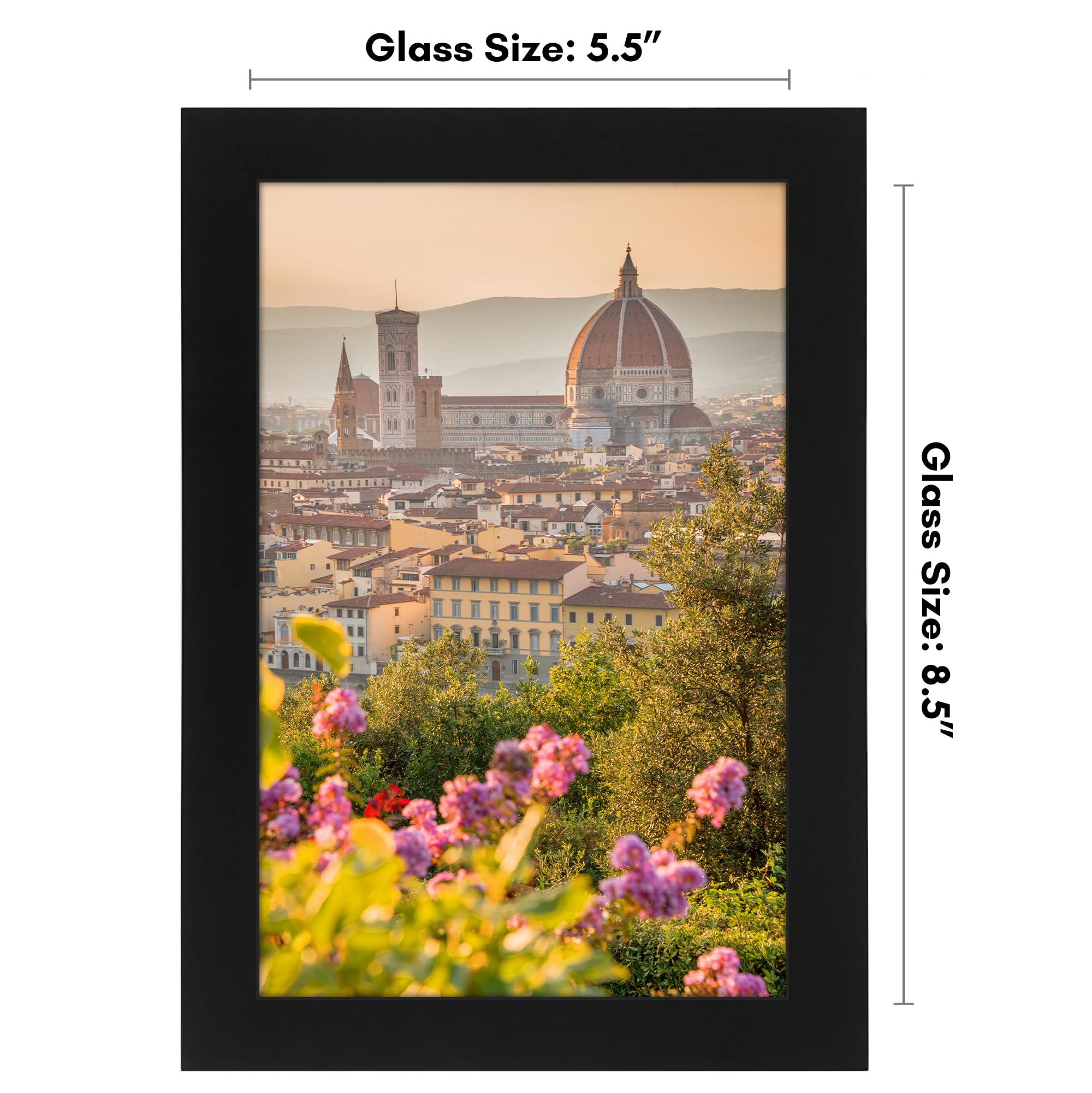Americanflat 5.5x8.5 Picture Frame with Shatter-Resistant Glass - Signature Collection - Gallery-Style Frames Made of Engineered